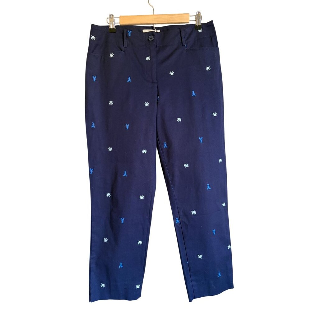 TALBOTS Lobster Crap Coastal Beachy Preppy Navy Blue Pants Size 8